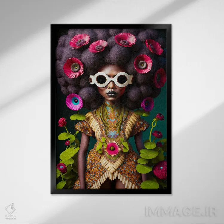 تابلو دکوراتیو زن آینده گرا ۱ اثر دیجیتال وایلد آرت - نمای قابدار مشکی