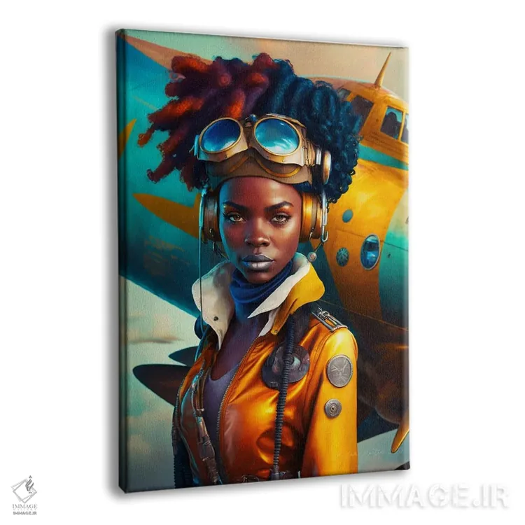 تابلو دکوراتیو خلبان زن آفریقایی آینده گرا ۱ اثر دیجیتال وایلد آرت - نمای پرسپکتیو محصول