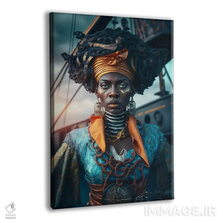 تابلو دکوراتیو دزد دریایی زن آفریقایی آینده گرا ۳ اثر دیجیتال وایلد آرت - نمای پرسپکتیو محصول