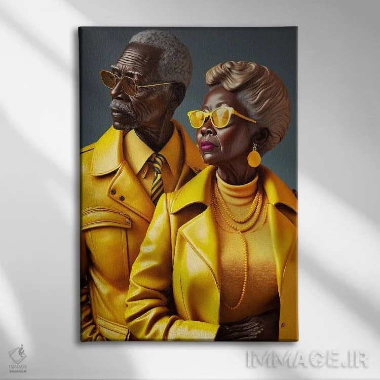 تابلو دکوراتیو کهنسالان عشق سیاه پویا ۱ اثر دیجیتال وایلد آرت - نمای روبهرو روی دیوار