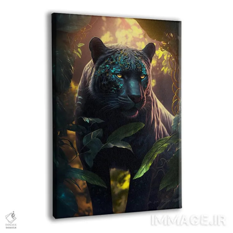 تابلو دکوراتیو حیوان روحی پلنگ سیاه آینده گرا ۱ اثر دیجیتال وایلد آرت - نمای پرسپکتیو محصول