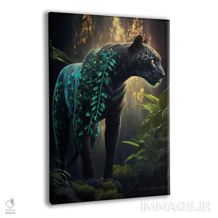 تابلو دکوراتیو حیوان روحی پلنگ سیاه آینده گرا ۲ اثر دیجیتال وایلد آرت - نمای پرسپکتیو محصول
