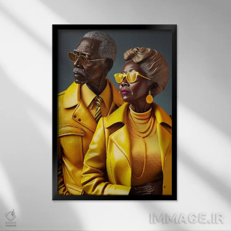 تابلو دکوراتیو کهنسالان عشق سیاه پویا ۱ اثر دیجیتال وایلد آرت - نمای قابدار مشکی