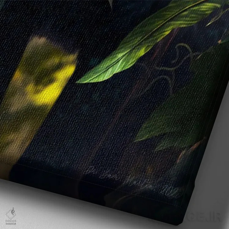 تابلو دکوراتیو حیوان روحی پلنگ سیاه آینده گرا ۱ اثر دیجیتال وایلد آرت - نمای نزدیک بافت بوم