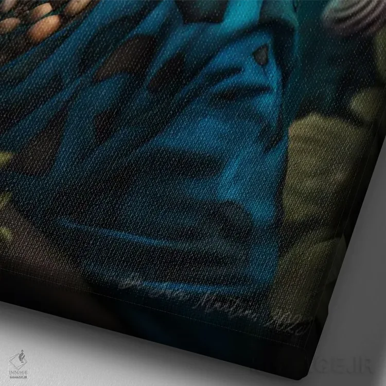 تابلو دکوراتیو مادربزرگ آفریقایی رترو فیوچریست اثر دیجیتال وایلد آرت - نمای نزدیک بافت بوم