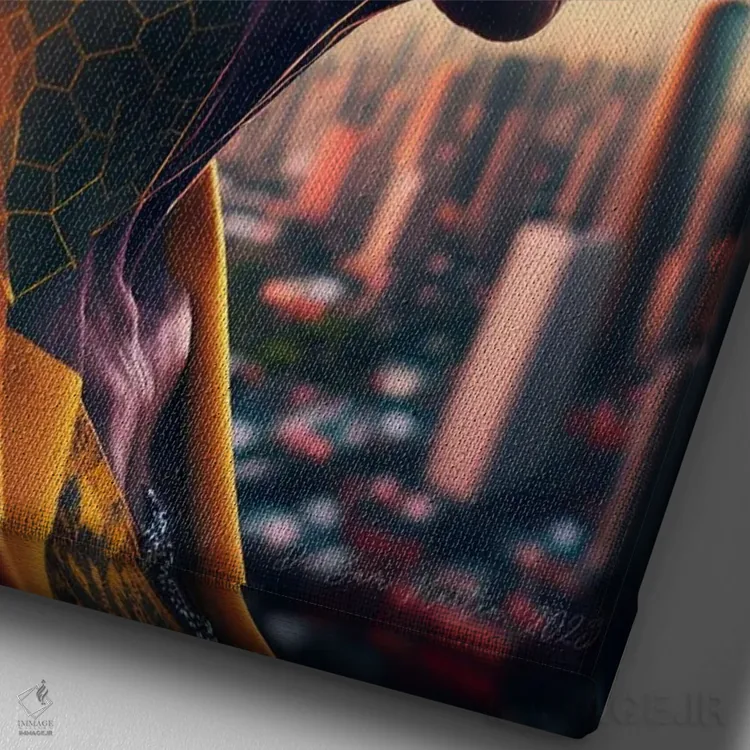 تابلو دکوراتیو مادربزرگ سیاه آفریقایی آینده گرا اثر دیجیتال وایلد آرت - نمای نزدیک بافت بوم