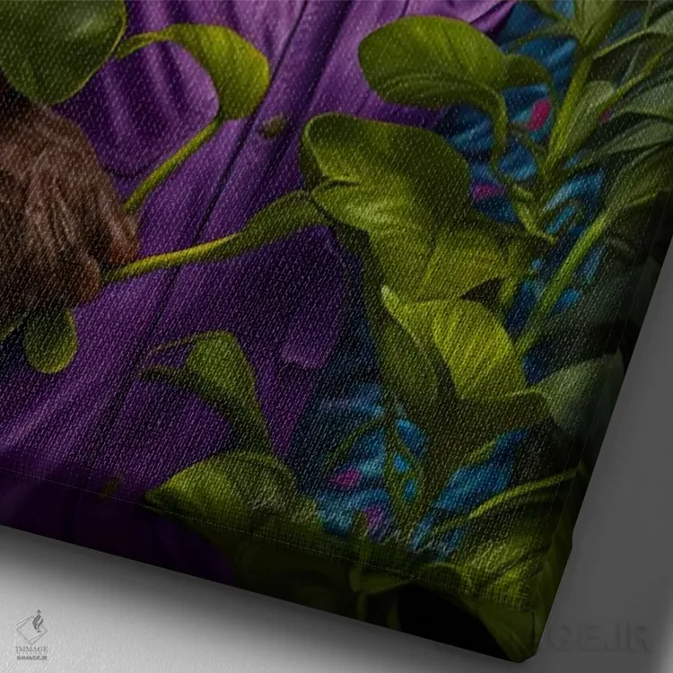 تابلو دکوراتیو پدربزرگ آفریقایی رترو فیوچریست اثر دیجیتال وایلد آرت - نمای نزدیک بافت بوم