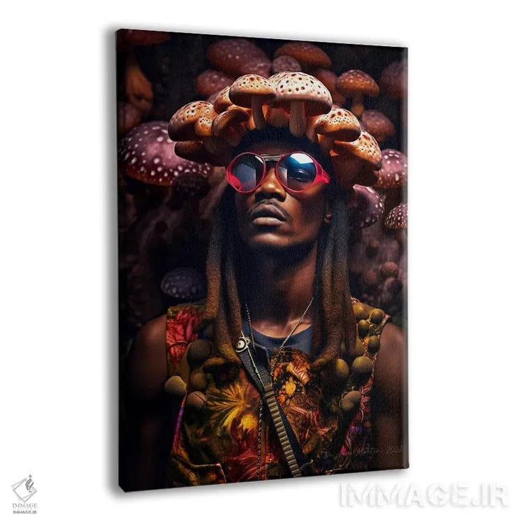 تابلو دکوراتیو مرد آفریقایی رترو فیوچریست اثر دیجیتال وایلد آرت - نمای پرسپکتیو محصول