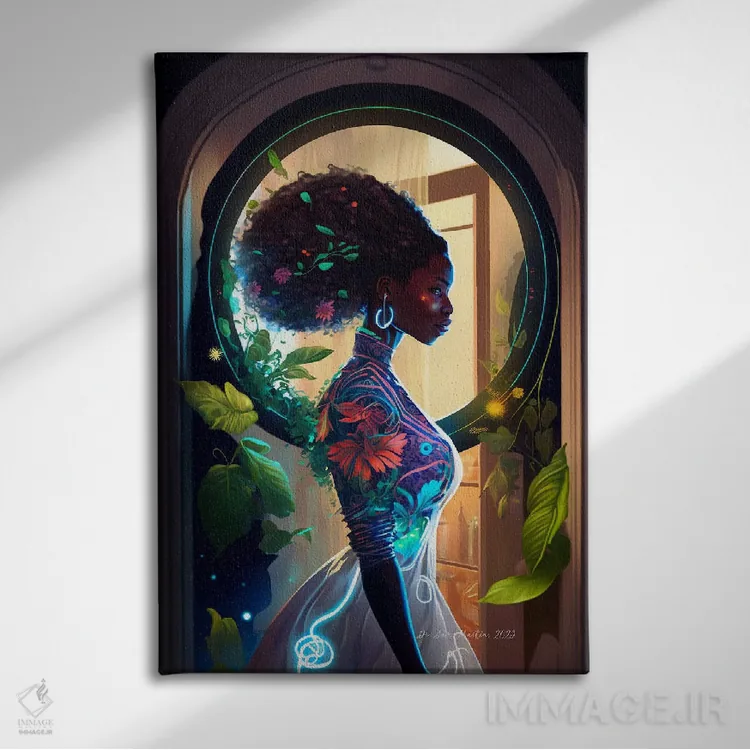 تابلو دکوراتیو گیاه شناس سفرکننده در زمان I اثر دیجیتال وایلد آرت - نمای روبهرو روی دیوار