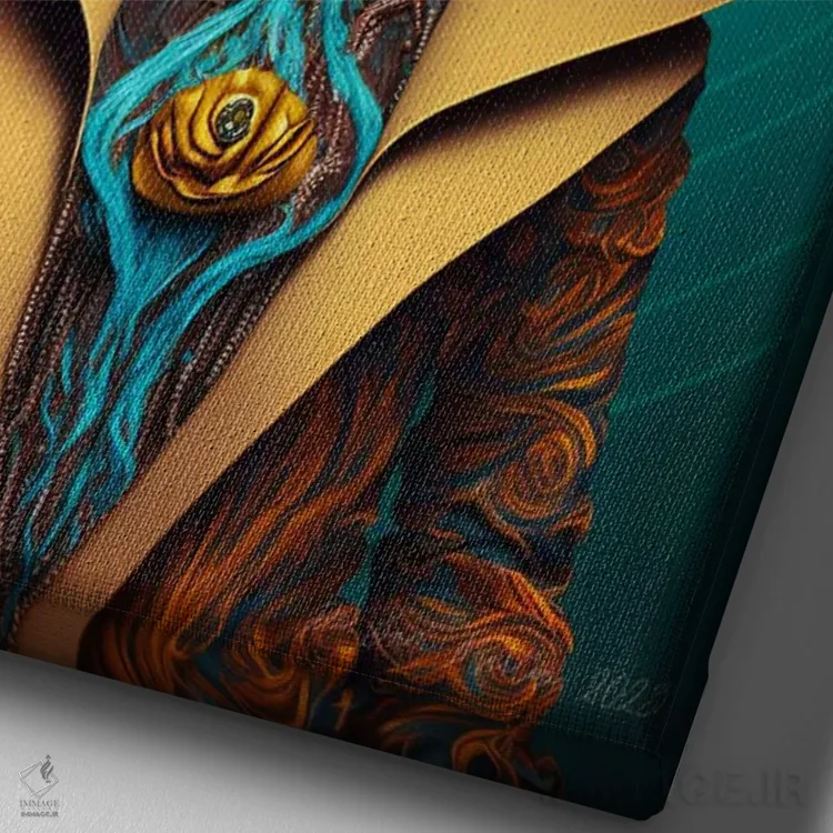 تابلو دکوراتیو زن آفریقایی رترو فیوچریست اثر دیجیتال وایلد آرت - نمای نزدیک بافت بوم