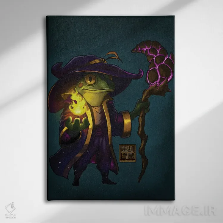 تابلو دکوراتیو قورباغه جادوگر اثر باورگ ژونگ هو - نمای روبهرو روی دیوار
