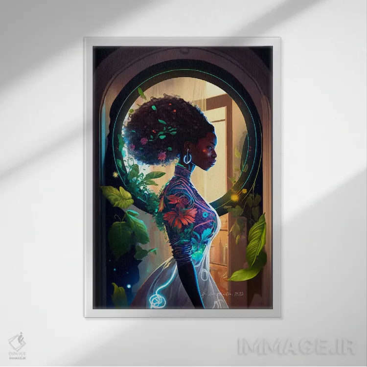 تابلو دکوراتیو گیاه شناس سفرکننده در زمان I اثر دیجیتال وایلد آرت - نمای قابدار سفید