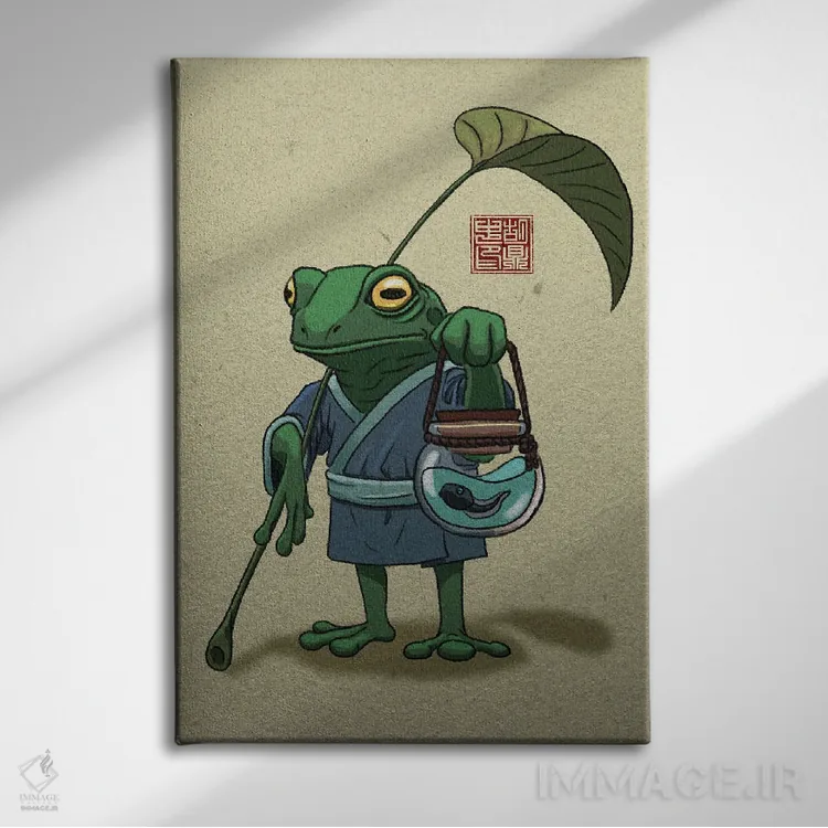 تابلو دکوراتیو قورباغه و پسرش اثر باورگ ژونگ هو - نمای روبهرو روی دیوار