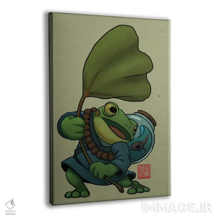 تابلو دکوراتیو قورباغه در طوفان اثر باورگ ژونگ هو - نمای پرسپکتیو محصول