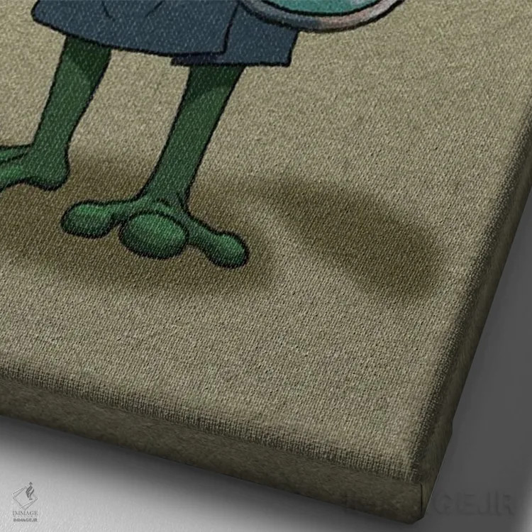 تابلو دکوراتیو قورباغه و پسرش اثر باورگ ژونگ هو - نمای نزدیک بافت بوم