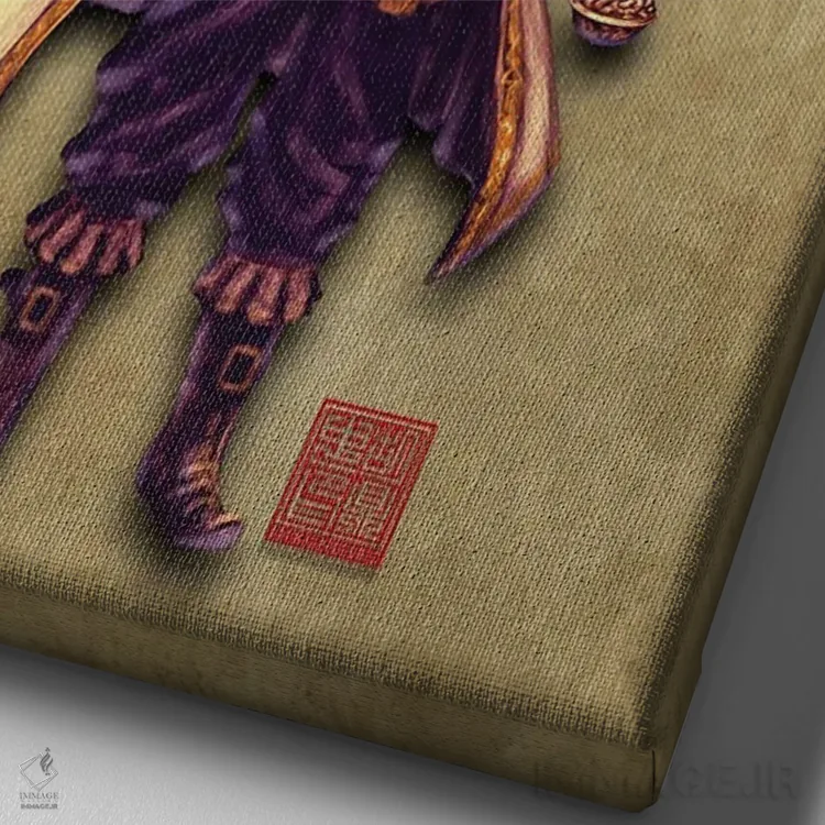 تابلو دکوراتیو جادوگر پیشگو اثر باورگ ژونگ هو - نمای نزدیک بافت بوم