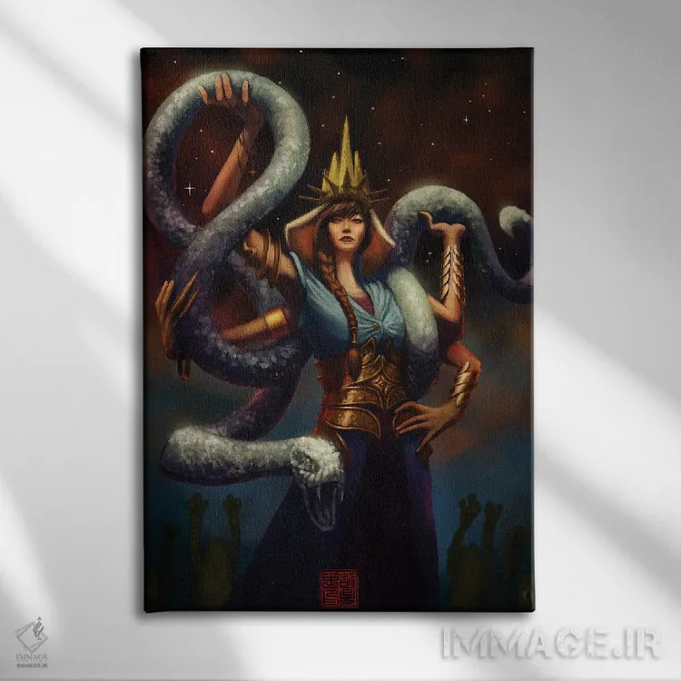 تابلو دکوراتیو ملکه مار اثر باورگ ژونگ هو - نمای روبهرو روی دیوار