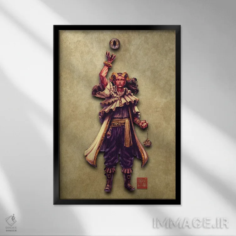 تابلو دکوراتیو جادوگر پیشگو اثر باورگ ژونگ هو - نمای قابدار مشکی