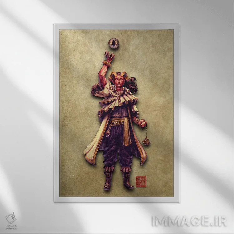 تابلو دکوراتیو جادوگر پیشگو اثر باورگ ژونگ هو - نمای قابدار سفید