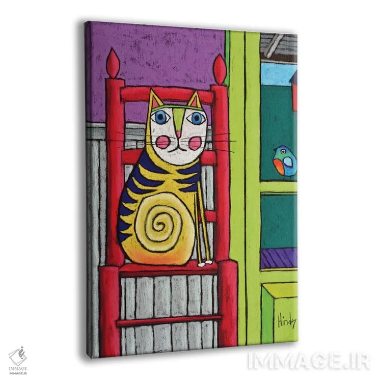 تابلو دکوراتیو گربه روی صندلی II اثر دیویدای هیندز - نمای پرسپکتیو محصول