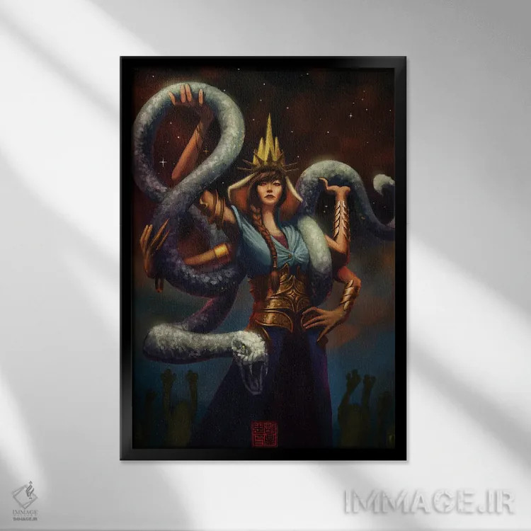 تابلو دکوراتیو ملکه مار اثر باورگ ژونگ هو - نمای قابدار مشکی