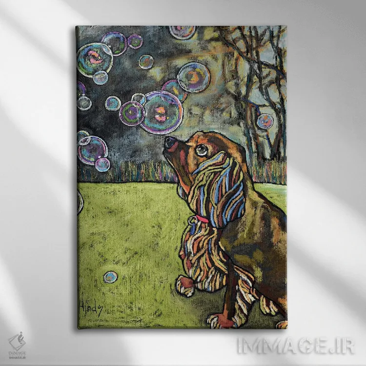 تابلو دکوراتیو حباب ها اثر دیویدای هیندز - نمای روبهرو روی دیوار