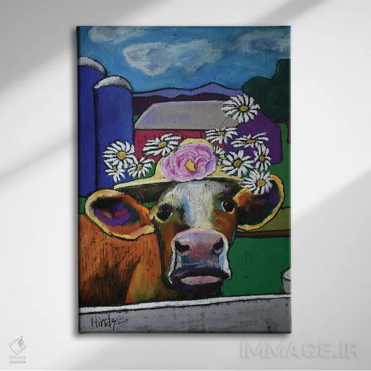 تابلو دکوراتیو گل بابونه اثر دیویدای هیندز - نمای روبهرو روی دیوار