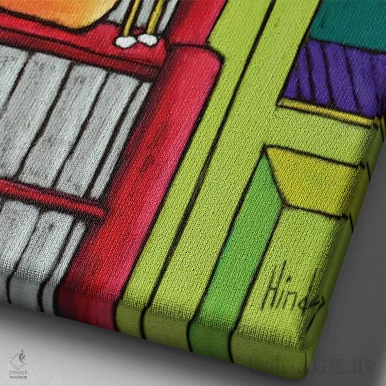 تابلو دکوراتیو گربه روی صندلی II اثر دیویدای هیندز - نمای نزدیک بافت بوم