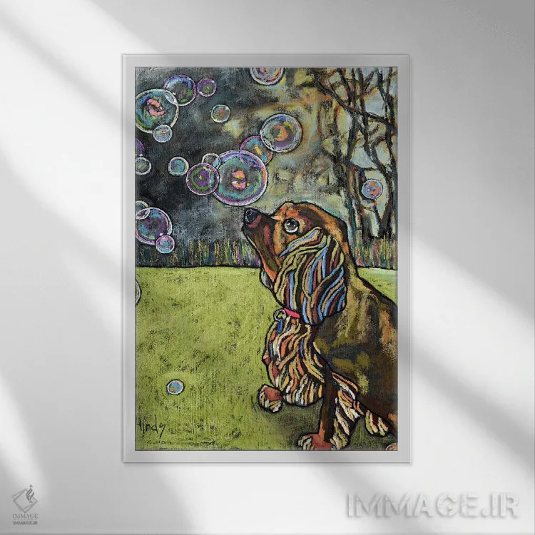 تابلو دکوراتیو حباب ها اثر دیویدای هیندز - نمای قابدار سفید