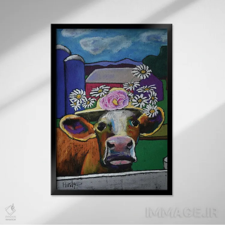 تابلو دکوراتیو گل بابونه اثر دیویدای هیندز - نمای قابدار مشکی