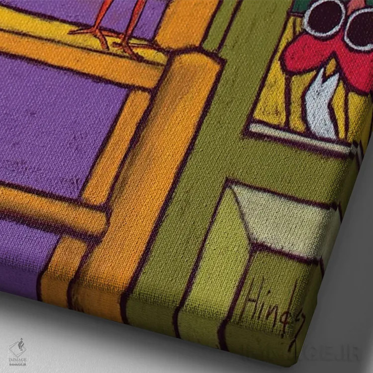 تابلو دکوراتیو خوکچه هندی روی صندلی اثر دیویدای هیندز - نمای نزدیک بافت بوم