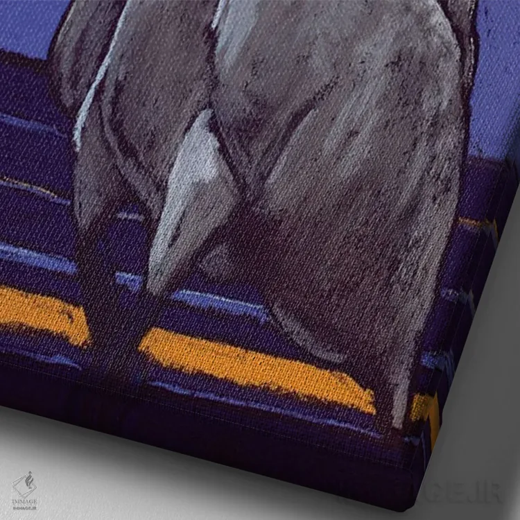 تابلو دکوراتیو پرنده اگرت سفید بزرگ در غروب اثر دیویدای هیندز - نمای نزدیک بافت بوم