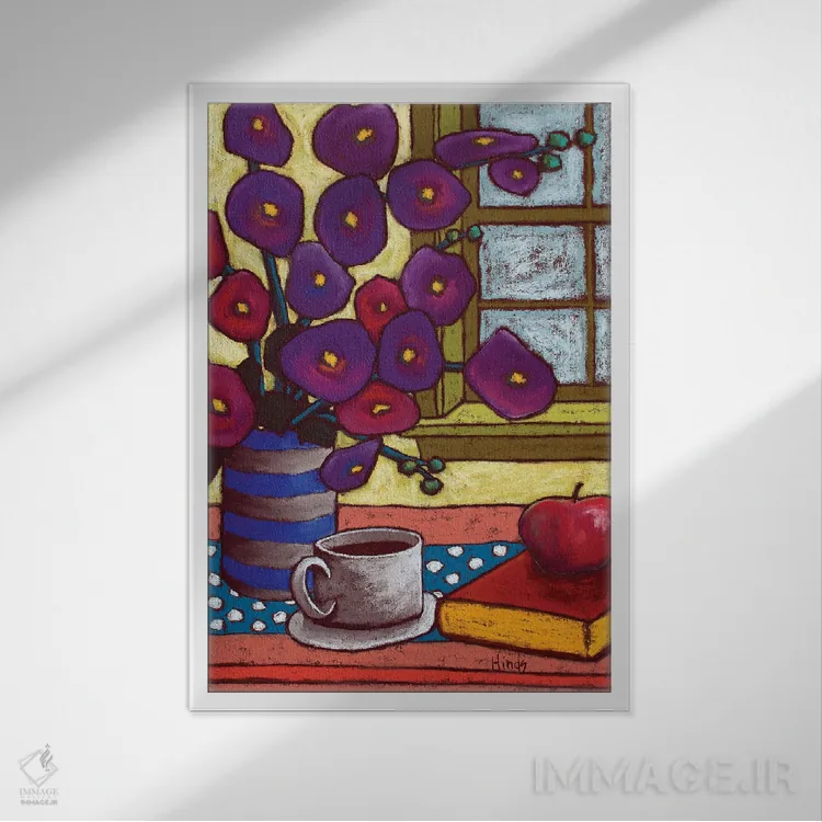 تابلو دکوراتیو گل ها اثر دیویدای هیندز - نمای قابدار سفید