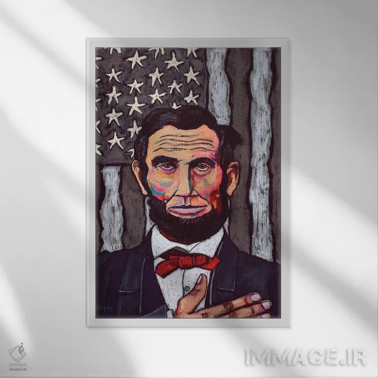 تابلو دکوراتیو به پرچم سوگند یاد می کنم اثر دیویدای هیندز - نمای قابدار سفید