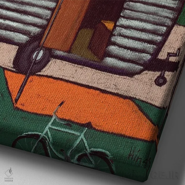 تابلو دکوراتیو دریاچه همت اثر دیویدای هیندز - نمای نزدیک بافت بوم