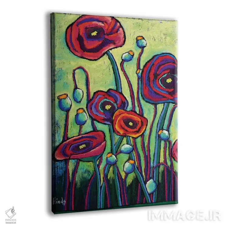 تابلو دکوراتیو شقایق ها II اثر دیویدای هیندز - نمای پرسپکتیو محصول