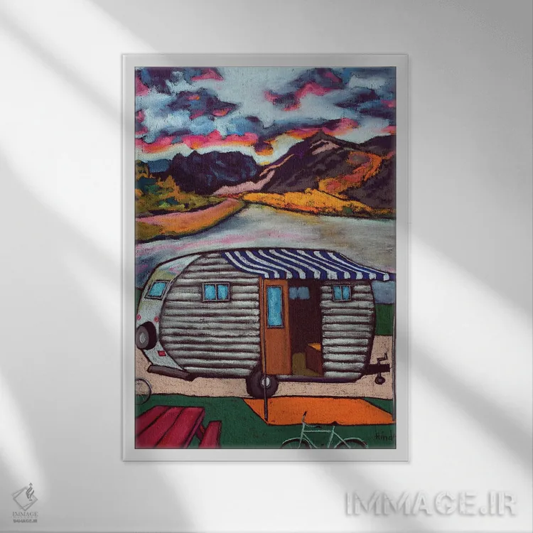 تابلو دکوراتیو دریاچه همت اثر دیویدای هیندز - نمای قابدار سفید