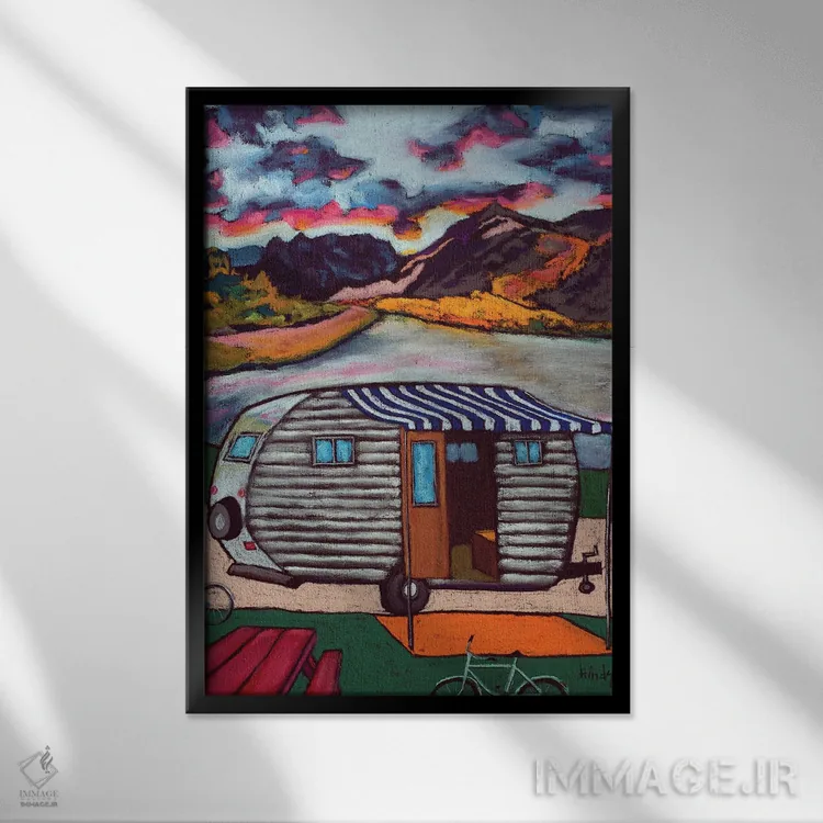 تابلو دکوراتیو دریاچه همت اثر دیویدای هیندز - نمای قابدار مشکی