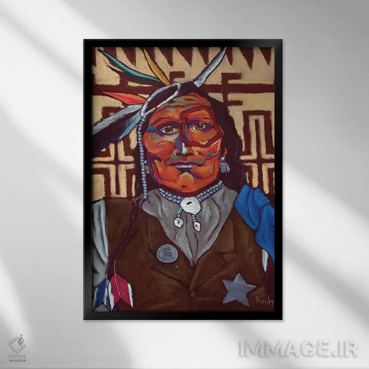 تابلو دکوراتیو مرد سفید آهنین اثر دیویدای هیندز - نمای قابدار مشکی