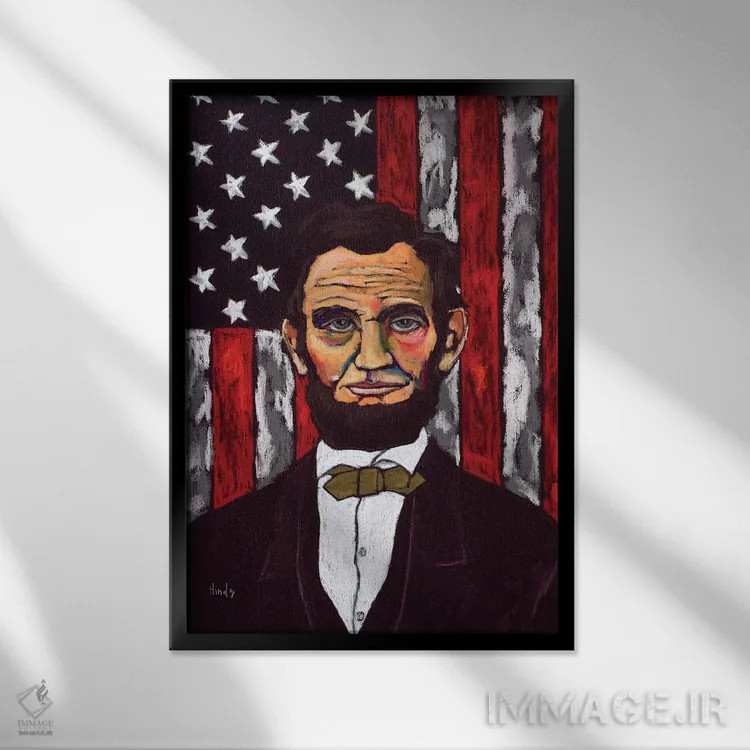 تابلو دکوراتیو پرچم لینکلن اثر دیویدای هیندز - نمای قابدار مشکی