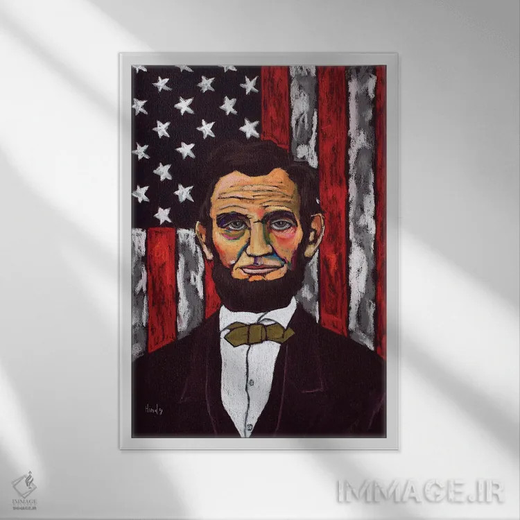 تابلو دکوراتیو پرچم لینکلن اثر دیویدای هیندز - نمای قابدار سفید