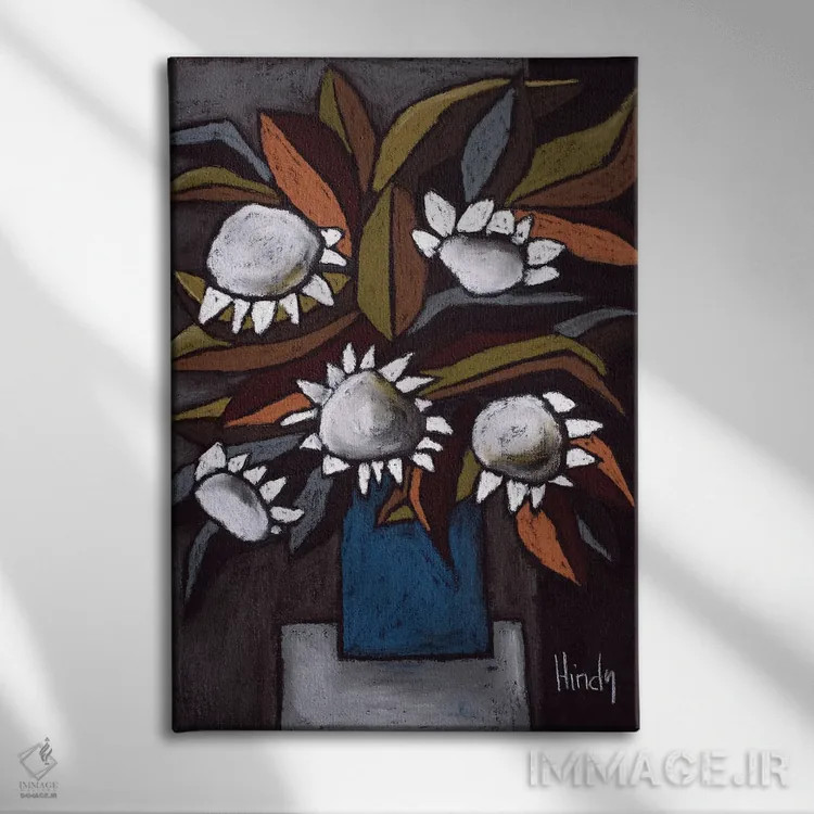 تابلو دکوراتیو سفید ساده اثر دیویدای هیندز - نمای روبهرو روی دیوار