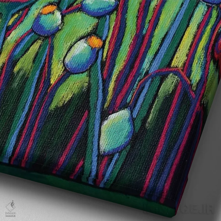 تابلو دکوراتیو شقایق ها II اثر دیویدای هیندز - نمای نزدیک بافت بوم