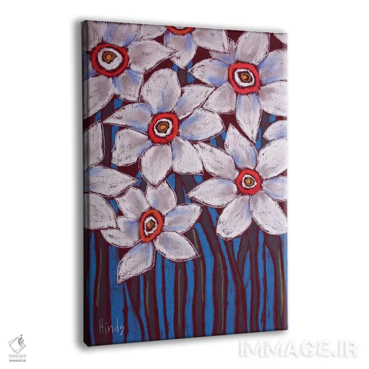 تابلو دکوراتیو گل های سفید اثر دیویدای هیندز - نمای پرسپکتیو محصول