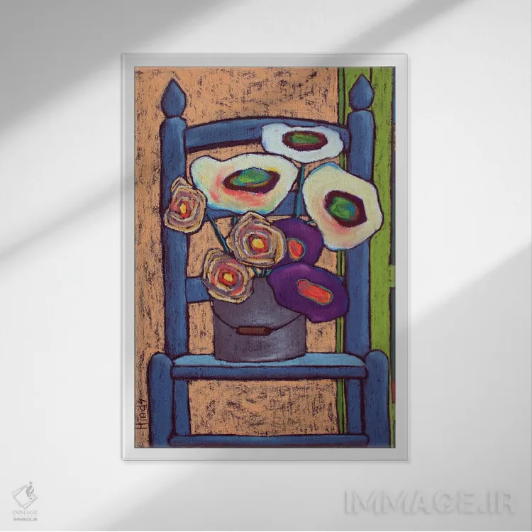 تابلو دکوراتیو صندلی اثر دیویدای هیندز - نمای قابدار سفید