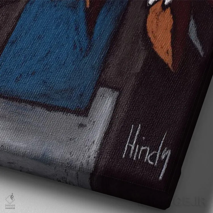 تابلو دکوراتیو سفید ساده اثر دیویدای هیندز - نمای نزدیک بافت بوم