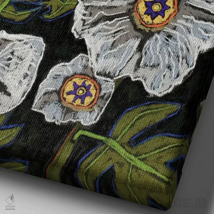 تابلو دکوراتیو شقایق ها و پل بیکس بی اثر دیویدای هیندز - نمای نزدیک بافت بوم