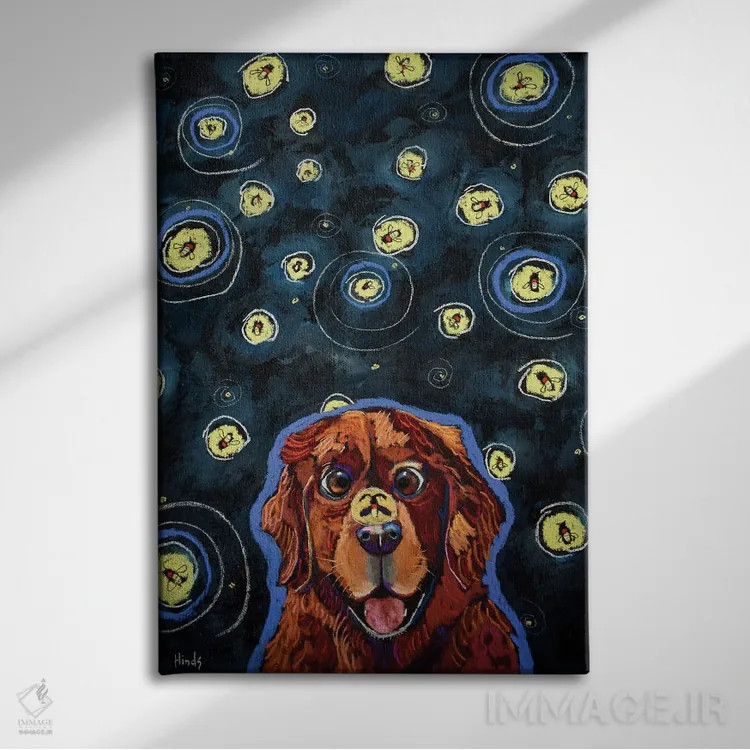 تابلو دکوراتیو زیگی و کرم های شب تاب اثر دیویدای هیندز - نمای روبهرو روی دیوار