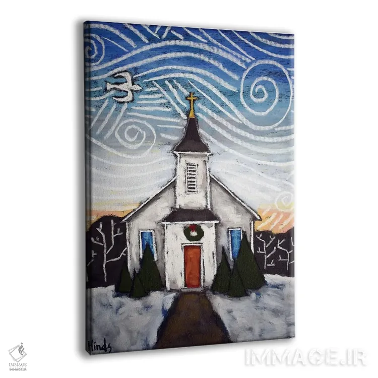 تابلو دکوراتیو کلیسا در منظره زمستانی II اثر دیویدای هیندز - نمای پرسپکتیو محصول