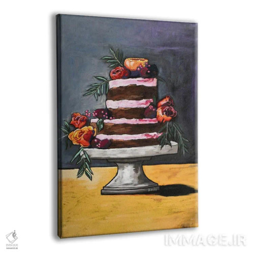 تابلو دکوراتیو کیک لبو و ترافل گل رز اثر دیویدای هیندز - نمای پرسپکتیو محصول